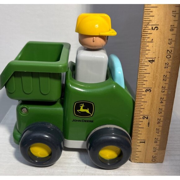 2010 John Deere Push and Go Green Dump Truck Tomy Ertl Toy With Driver Figure - Picture 9 of 9
